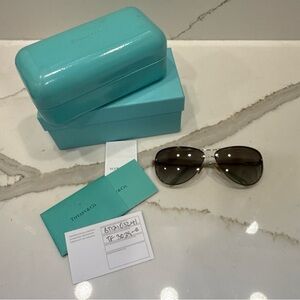Tiffany & Co. Sunglasses Gold Twist Frame  Signature Blue Case